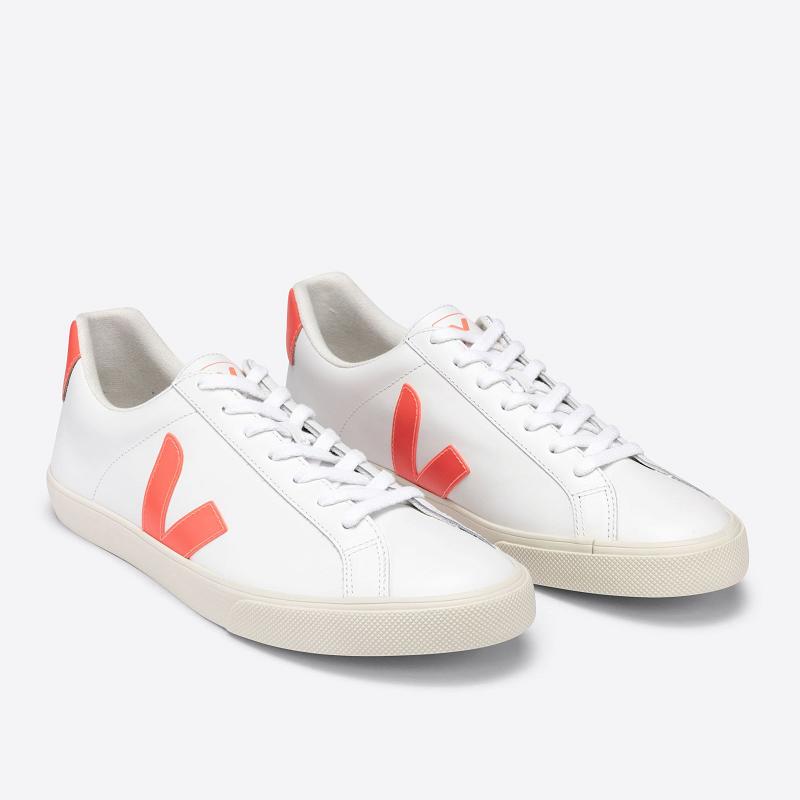 Tenis Veja Mujer Outlet - Esplar Zapatillas Blancas Naranjas Cuero ES4403241